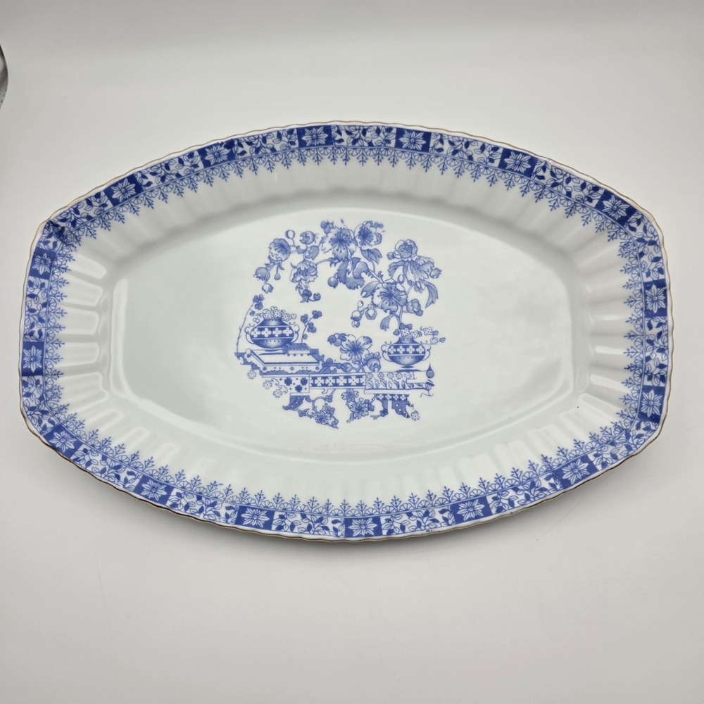 Vintage China Blau Bavaria Asian Pattern Blue & White Serving Platter Germany